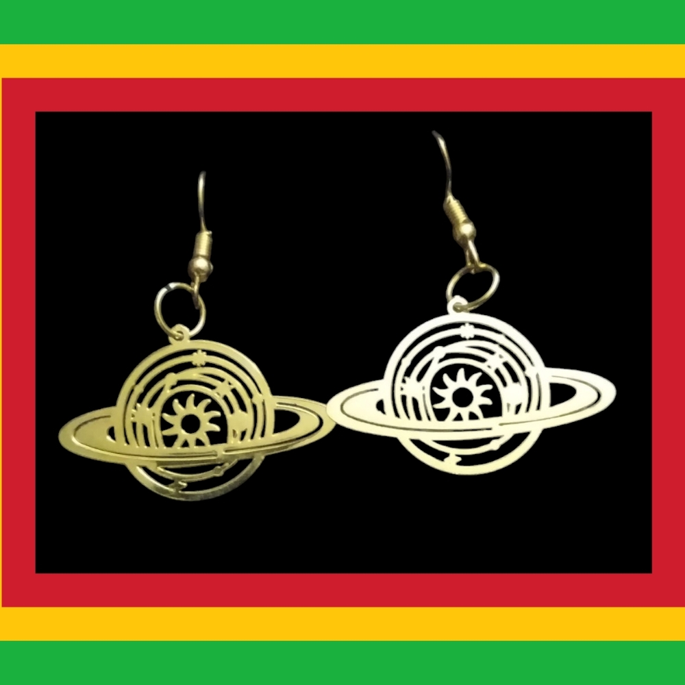 Gold and Gold Planetary Earrings